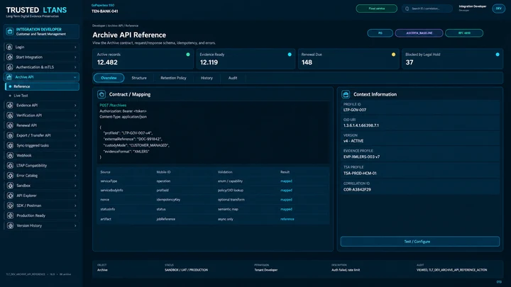 Archive API reference